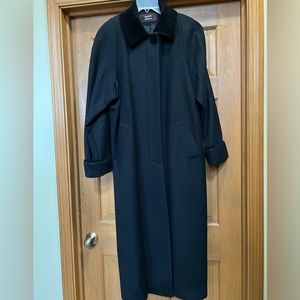 Ladies black long wool dress coat.